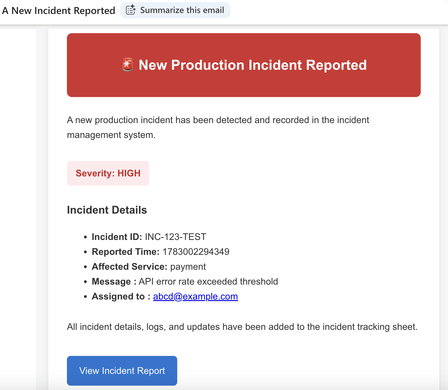 Gmail integration output